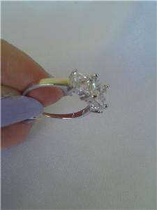 Sterling Silver 925 Women 3 Stones Princess Cut CZ Ring Size 6