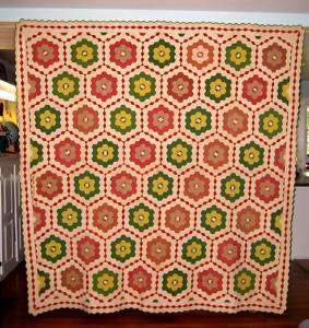 ANTIQUE FLOWER GARDEN QUILT~SIGNED AND DATED~MARYLAND  