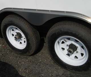 The standard wheels for this trailer are 5 Lug, 15 White Spoke Wheels 