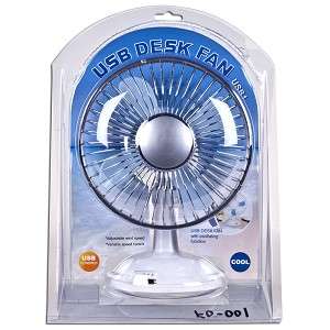 USB or Battery Powered Oscillating Stable Desktop Cooling Fan White 