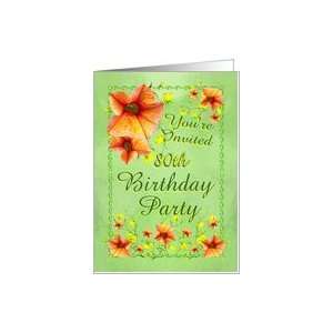  80th Birthday Party Invitations Apricot Flowers Card Toys 