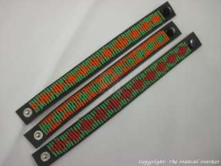   Handmade African Jewelry Masai Bead Green Leather Bracelet 427 34