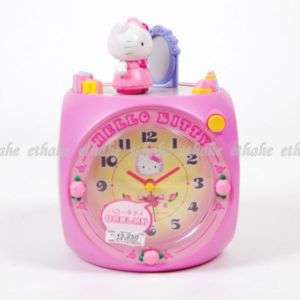 Hello Kitty Figure Plastic Alarm Clock Cube Pink 2HTZ  