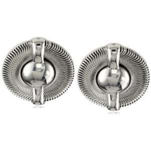 Anne Klein Silver Tone Clip Button Earrings