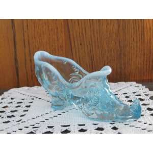  Solid Aqua Opalescent Victorian High Heel Rose Slipper 