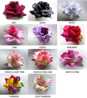 2X BIG Roses Artificial Silk Flower Heads Lot 3.75 for Make Hair 