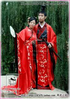 Custom made Chinese mans red satin/brocade hanfu Dress  