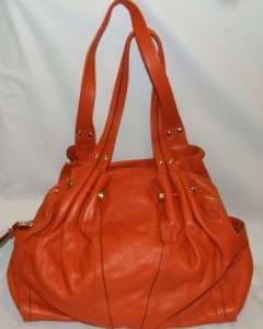 Makowsky Montague Double Zip Satchel Bag Purse Handbag Orange 