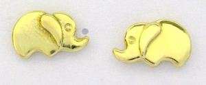  Yellow Gold Elephant Post Stud Shiny Earrings Baby Kids New  