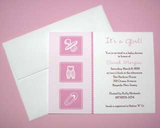 50 Baby Things Baby Girl Shower Invitation Personalized  
