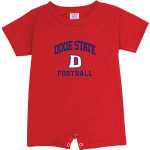   Dixie State Red Storm Red Football Arch Baby Romper