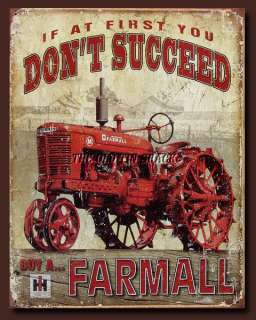 Nostalgic Tin Metal Sign   If You Dont Succeed Buy A Farmall Farm 