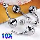 10pc 14G Black Batman Symbol Button Navel Ring Stainless Steel Belly 