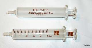 NIB Vintage BD YALE® SYRINGE Glass Tip 5cc 5ml Antique  