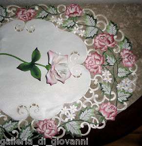 Garden Rose Doily Lace Table Runner 54 Flower Pink  