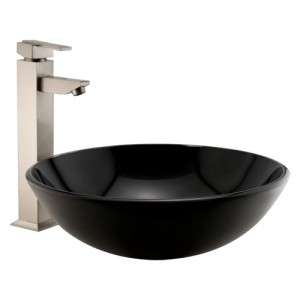 Solid Black Glass Bath Vessel Sink Bowl Basin Vanity  