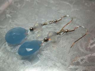 Blue Chalcedony Gemstone/Opal Swarovski Crystal Sterling Silver 