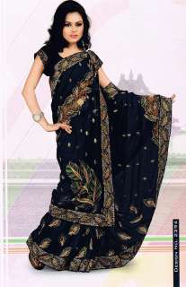 Blue Designer Cocktail Bollywood Sari Dress India Saree  