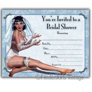 Vintage PinUp Girl Bridal Wedding Shower Invitations  