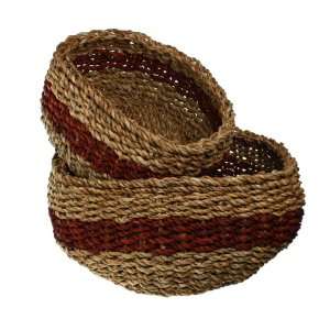 Set of 2   Double Weave Round Storage Baskets   Handmade   Fair Trade 