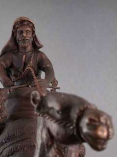 Bronze Arabian Knight On Camel Sculpture Figurine Art  