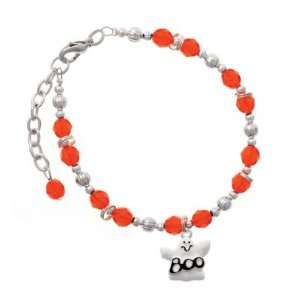   BOO Ghost Orange Czech Glass Beaded Charm Bracelet [Jewelry] Jewelry