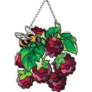    Raspberries and Bee Glass Sun Catcher Patio, Lawn & Garden
