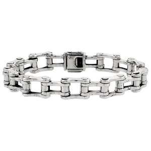   Silver 1/2 (12 mm) Wide Bicycle Chain Bracelet 9.0 (22.9 cm