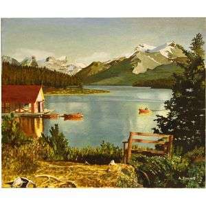 Maligne Lake Alberta Canada Landscape Oil Painting  
