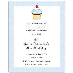   Birthday Party Invitations   Blue Cupcake Birthday Party Invitation
