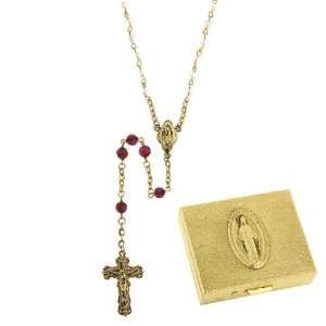   Ruby Red Birthstone Rosary Box Set, July Birthstone 