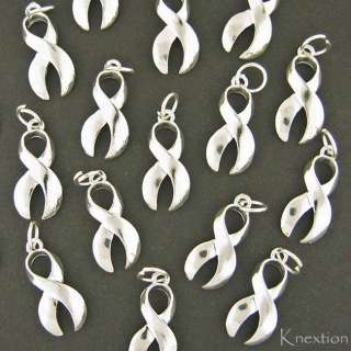 12 SILVER RIBBON CANCER AWARENESS CHARMS NEW JEWELRY  