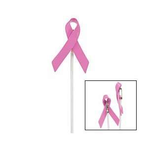   of 4 Pink Ribbon Pins on Pick Breast Cancer