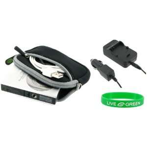  Neoprene Sleeve Case (Black) and NB 5L AC DC Charger for Canon 