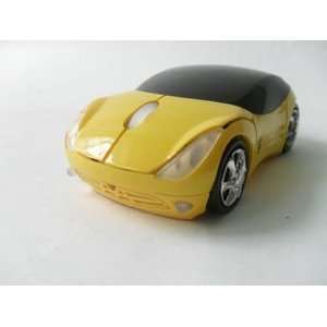   Cool Yellow Car Shaped Wireless Optical Mouse Electronics