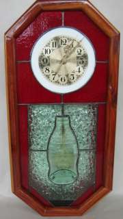 COCA COLA CLOCK STAINED GLASS/PENDULUM/REAL COKE BOTTLE REDUCED 4 