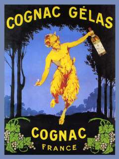 COGNAC Gelas France French Grapes Restaurant Drink Vintage Poster 