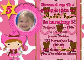 Hot Pink Cowgirl Horse Rodeo Birthday Invitation  