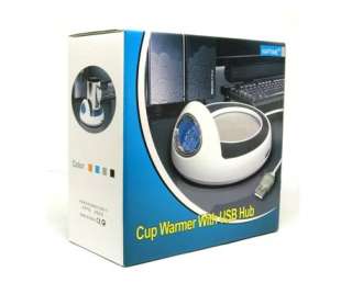 New Coffee Cup Warmer 4 Port USB Hub Desk Mug Heater Time Clock PC 