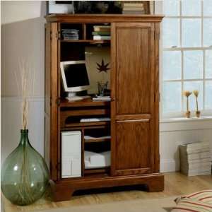   43 W Computer Armoire in Medium Distressed Oak Furniture & Decor