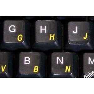   KEYBOARD STICKERS WITH YELLOW LETTERS FOR COMPUTER LAPTOPS DESKTOP