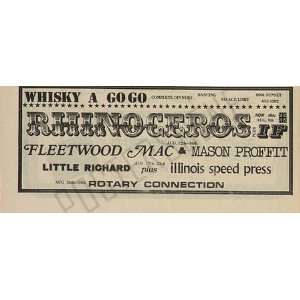    Fleetwood Mac Rhinoceros Whisky Concert Ad 1970