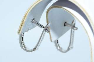 20CT DIAMOND HORSESHOE HOOP EARRINGS 14K WHITE GOLD ROUND CUT  