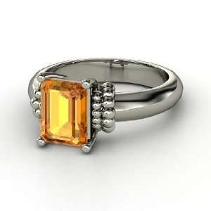    Beluga Ring, Emerald Cut Citrine Sterling Silver Ring Jewelry