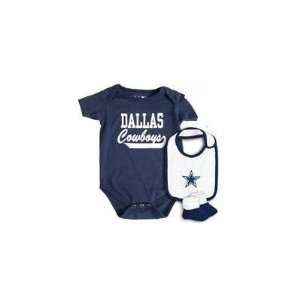  Dallas Cowboys Infant Onesie, Bib, and Booty Set Navy Blue 