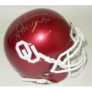 Billy Sims signed Oklahoma Sooners Authentic Mini Helmet 78 Heisman 