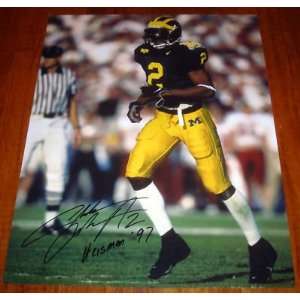 Charles Woodson Autographed Picture   MICHIGAN 16x20 97 HEISMAN