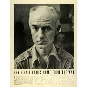 1944 Print American Journalist Ernest Taylor Pyle Ernie Wartime WWII 