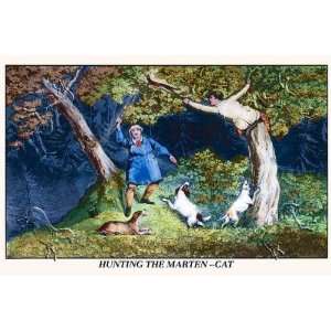  Hunting the Marten Cat by Henry Thomas Alken. Size 26.50 X 