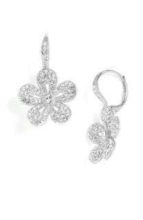 Nadri Crystal Flower Drop Earrings  